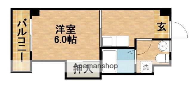 サンリバーハイツ(1K/3階)の間取り写真
