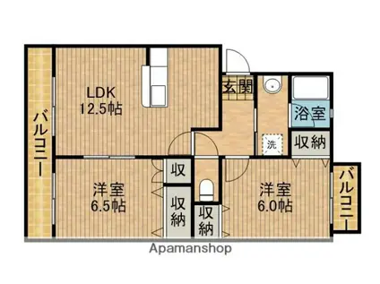 アムール高田(2LDK/3階)の間取り写真