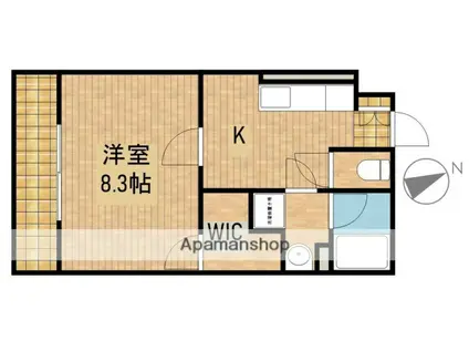 ピューピル有玉(1DK/1階)の間取り写真