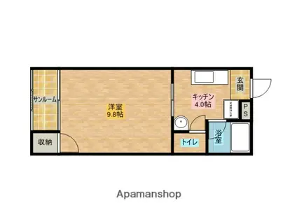 ヒルズ北山(1K/2階)の間取り写真