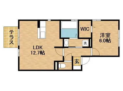 リベルラ(1LDK/1階)の間取り写真