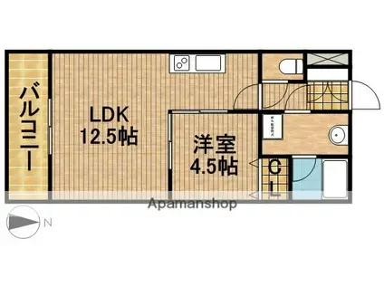 ハーヴェスト志都呂(1LDK/2階)の間取り写真