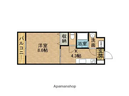 ヴェルデコート(1K/3階)の間取り写真