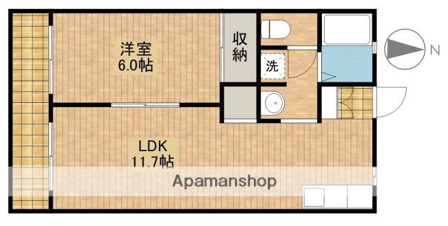 シャイニーハイツⅡ(1LDK/1階)の間取り写真
