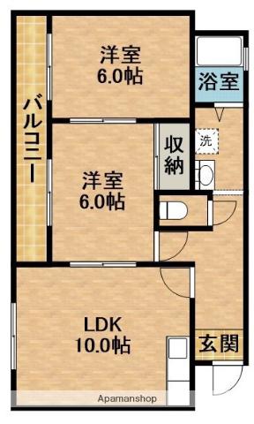 陽だまりのブルーファミリア (2LDK/1階)の間取り写真