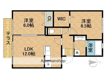 リュミエール・ソレール(2LDK/1階)の間取り写真