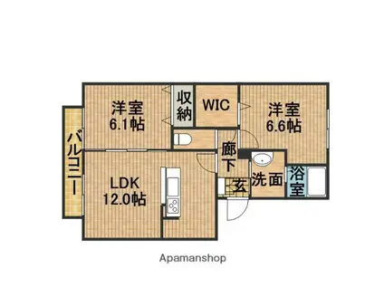 リュミエール・ソレール(2LDK/1階)の間取り写真