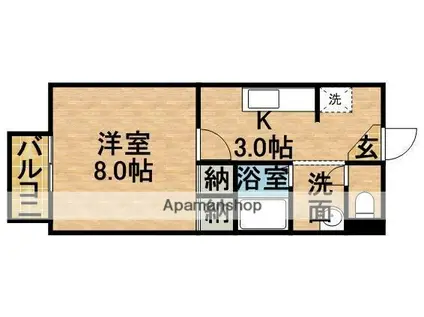 フォレスト(1K/1階)の間取り写真