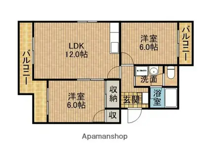 聖マンションⅠ(2LDK/3階)の間取り写真