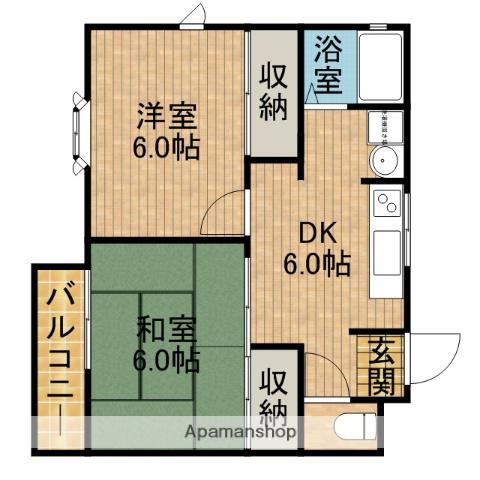 ハイツ・ナサージュB(2DK/2階)の間取り写真