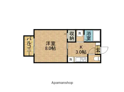 アーバンベルⅡA(1K/1階)の間取り写真