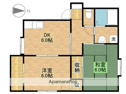 プレ・パルク(2DK/1階)の間取り写真