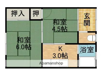グリーンハイツⅡ(2K/1階)の間取り写真