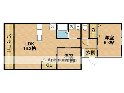 スカイキングⅡPLUS(2LDK/3階)の間取り写真