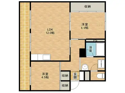 芳川マンション(2LDK/3階)の間取り写真