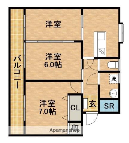 桃花ハイツ(3DK/3階)の間取り写真