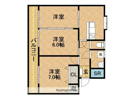 桃花ハイツ(3DK/3階)の間取り写真