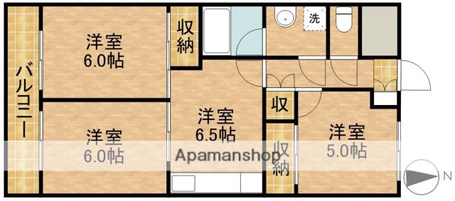 テスコム西伊場コーポ北棟(3DK/3階)の間取り写真