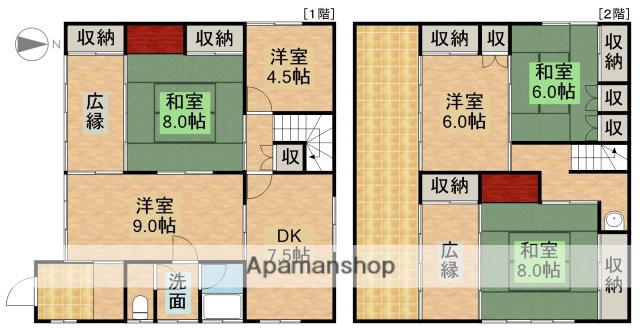 遠州鉄道 積志駅 徒歩11分 2階建 築57年(6DK)の間取り写真