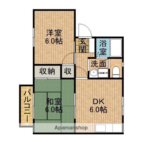タウニィ大栄 A(2DK/2階)の間取り写真