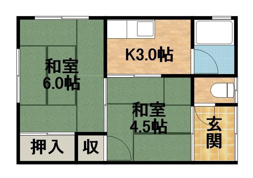 コーポ輪(2K/2階)の間取り写真
