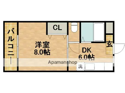 ブランシェ高丘(1DK/1階)の間取り写真