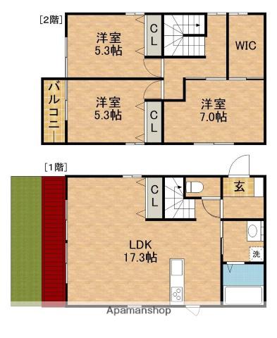 東海道本線 浜松駅 バス乗車時間:15分 中山バス停で下車 徒歩3分 2階建 築15年(3LDK)の間取り写真
