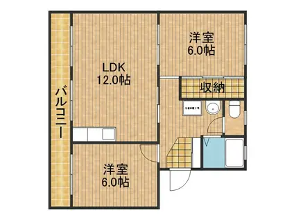 武藤ハイツⅡ(2LDK/1階)の間取り写真