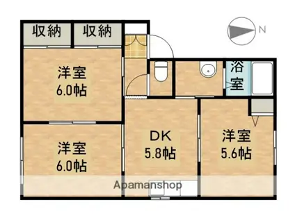 メゾンビエナ(3DK/1階)の間取り写真