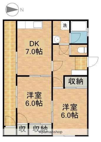 エクスト神田町(2DK/1階)の間取り写真