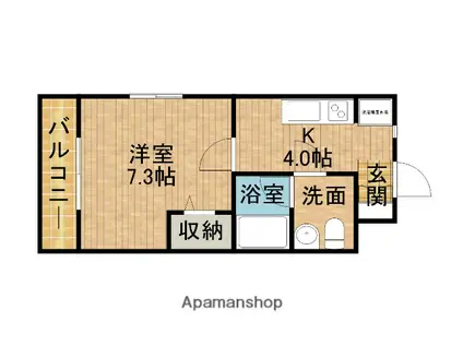 マンションみずほⅡ(1K/3階)の間取り写真