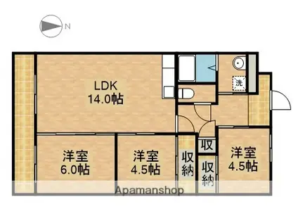 マンションブリッランテ(3LDK/5階)の間取り写真