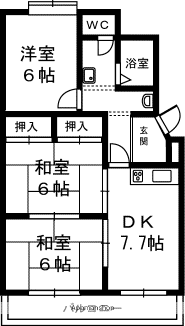 エクシード佐鳴(3DK/2階)の間取り写真