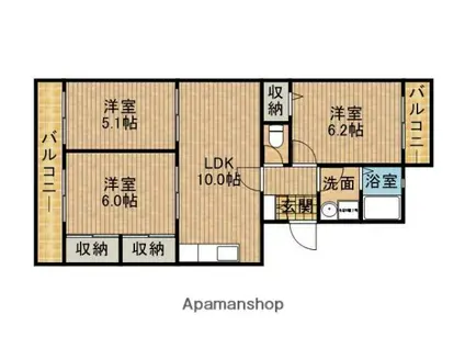 シャルマンKOGAWA(3LDK/2階)の間取り写真