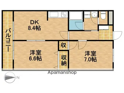 ラフォーレ見付(2DK/3階)の間取り写真