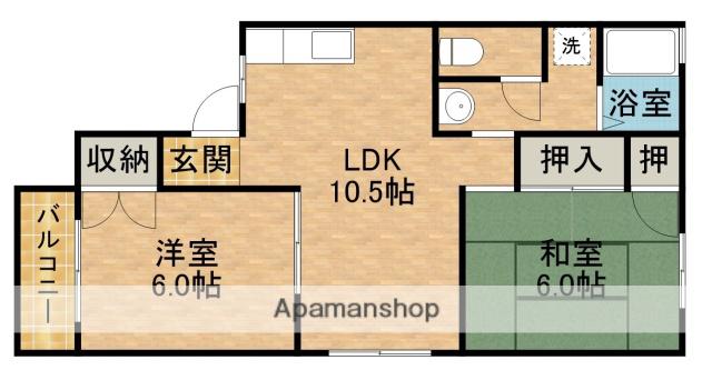 パークハイム山本B(2LDK/2階)の間取り写真