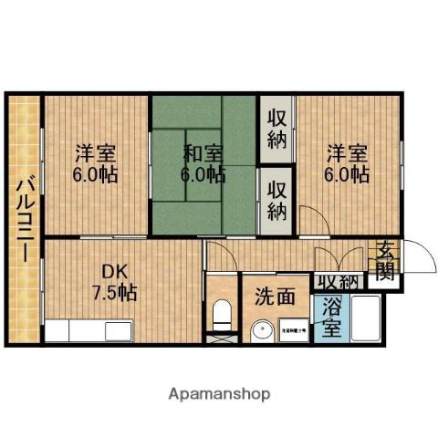 ウィステリア(3DK/2階)の間取り写真