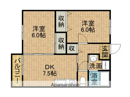 サン・ヴィラ神戸A(2DK/1階)の間取り写真