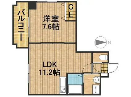 ザ・レジデンス元魚(1LDK/6階)の間取り写真