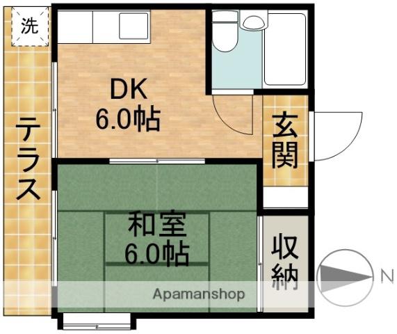 西部第三ハイツ(1DK/1階)の間取り写真