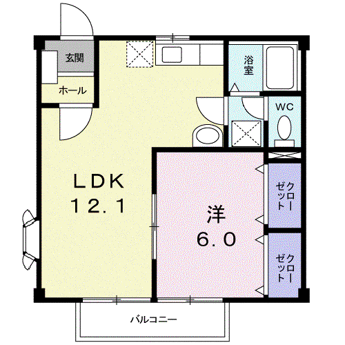 コーポパークサイド(1LDK/2階)の間取り写真