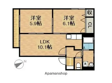 プレミールA(2LDK/2階)の間取り写真