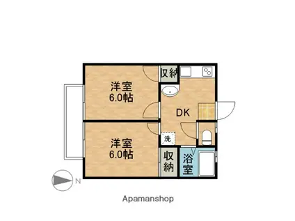 ハッピータウン A(2DK/2階)の間取り写真