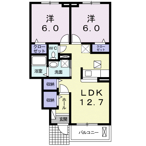 コワンシックⅢ(2LDK/1階)の間取り写真