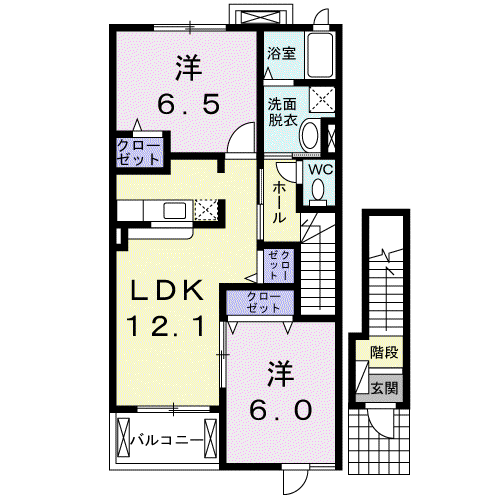 ガーデニア(2LDK/2階)の間取り写真