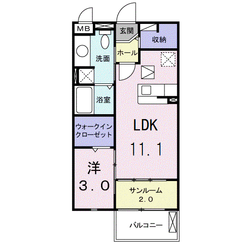 フィオーレ西都(1LDK/1階)の間取り写真
