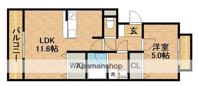 ドミール江西プレミアム(1LDK/3階)の間取り写真