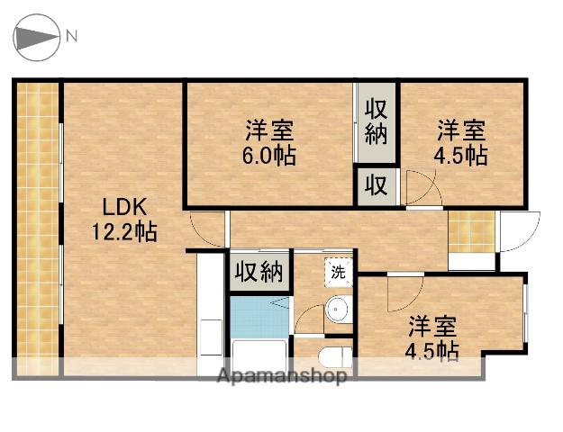 小名川ハイツ谷上Ⅱ(3LDK/3階)の間取り写真