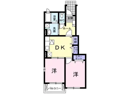 シャルマン(2DK/1階)の間取り写真