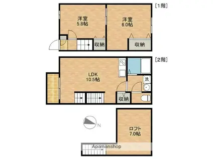 パインハウス(2LDK)の間取り写真